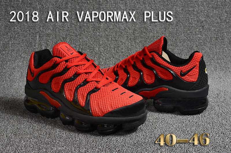 Men Nike 2018 Air VaporMax Plus Red Black Shoes